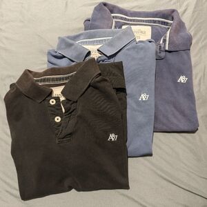 Lot of 3 Aeropostale Men's Short Sleeve Polo Shirts Black / Blue / Dark Blue XL